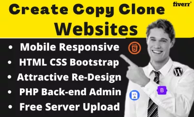 Copy clone website create html css bootstrap website